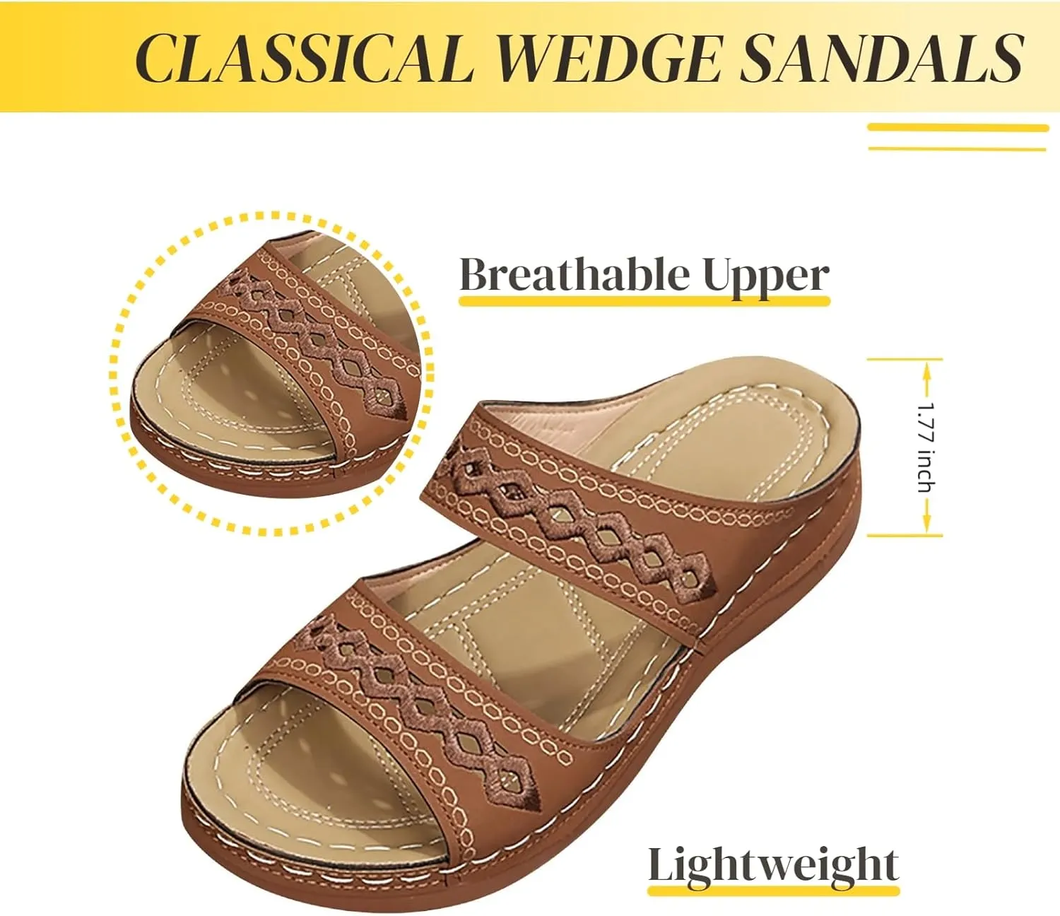 Wedge Sandals for Women Dressy Orthopedic Open Toe Casual Slip on Beach Outdoor Shoes Womens Sandals Comfortable