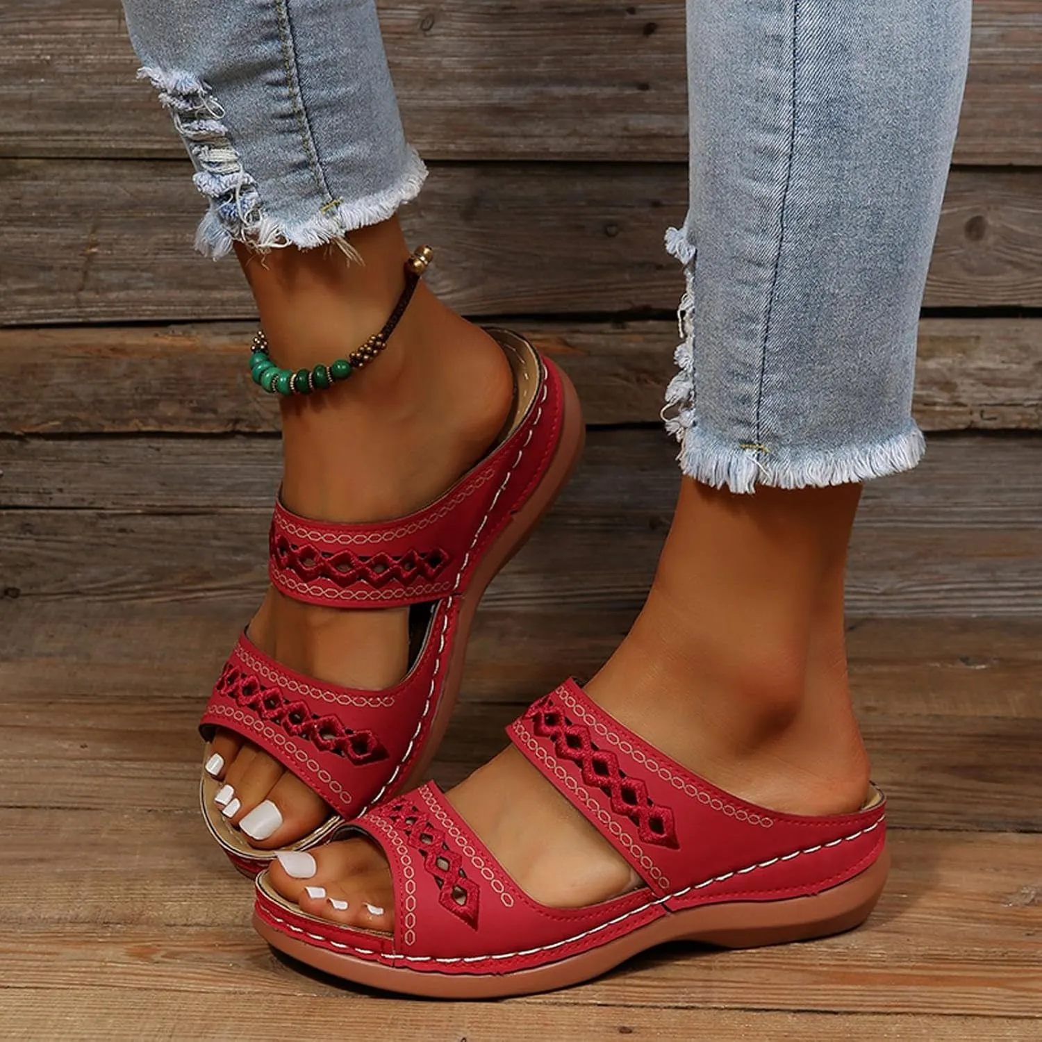 Wedge Sandals for Women Dressy Orthopedic Open Toe Casual Slip on Beach Outdoor Shoes Womens Sandals Comfortable