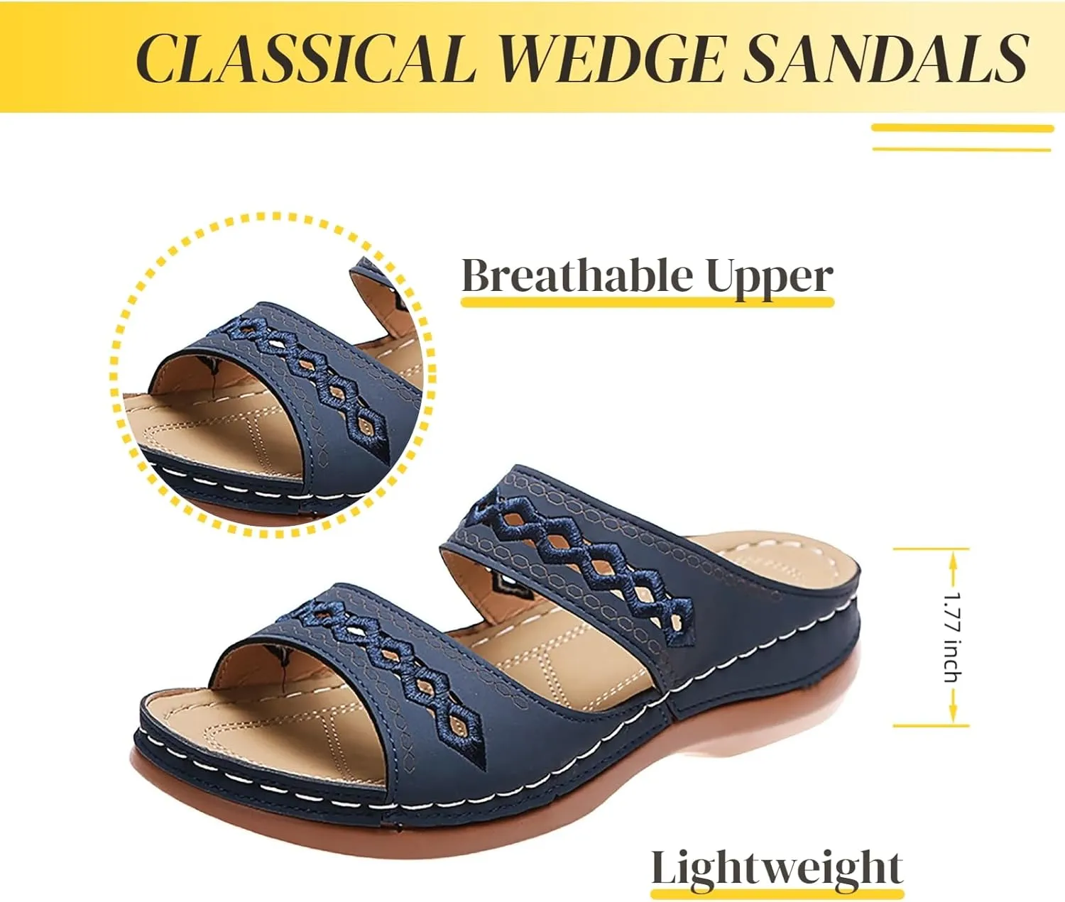 Wedge Sandals for Women Dressy Orthopedic Open Toe Casual Slip on Beach Outdoor Shoes Womens Sandals Comfortable