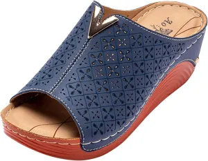 Wedge Sandals for Women Wide Fit with Cushioned Insole and Slip On Comfortable for Plantar Fasciitis Relief Orthopedic Sandal Beach Dressy Flip Flops for Wide Toe 2025 Spring