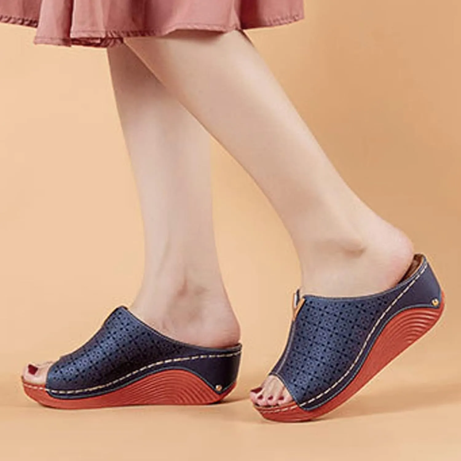 Wedge Sandals for Women Wide Fit with Cushioned Insole and Slip On Comfortable for Plantar Fasciitis Relief Orthopedic Sandal Beach Dressy Flip Flops for Wide Toe 2025 Spring