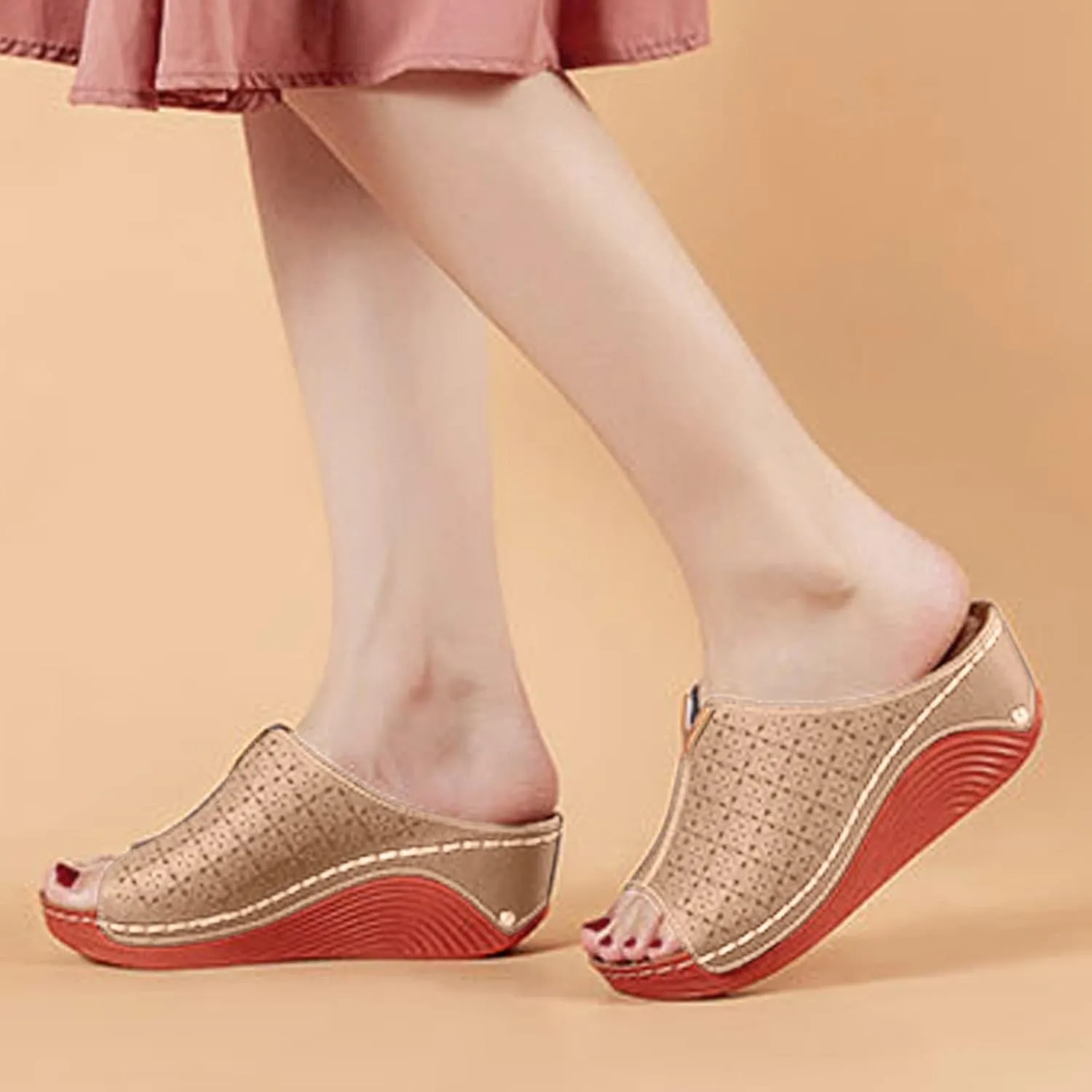 Wedge Sandals for Women Wide Fit with Cushioned Insole and Slip On Comfortable for Plantar Fasciitis Relief Orthopedic Sandal Beach Dressy Flip Flops for Wide Toe 2025 Spring