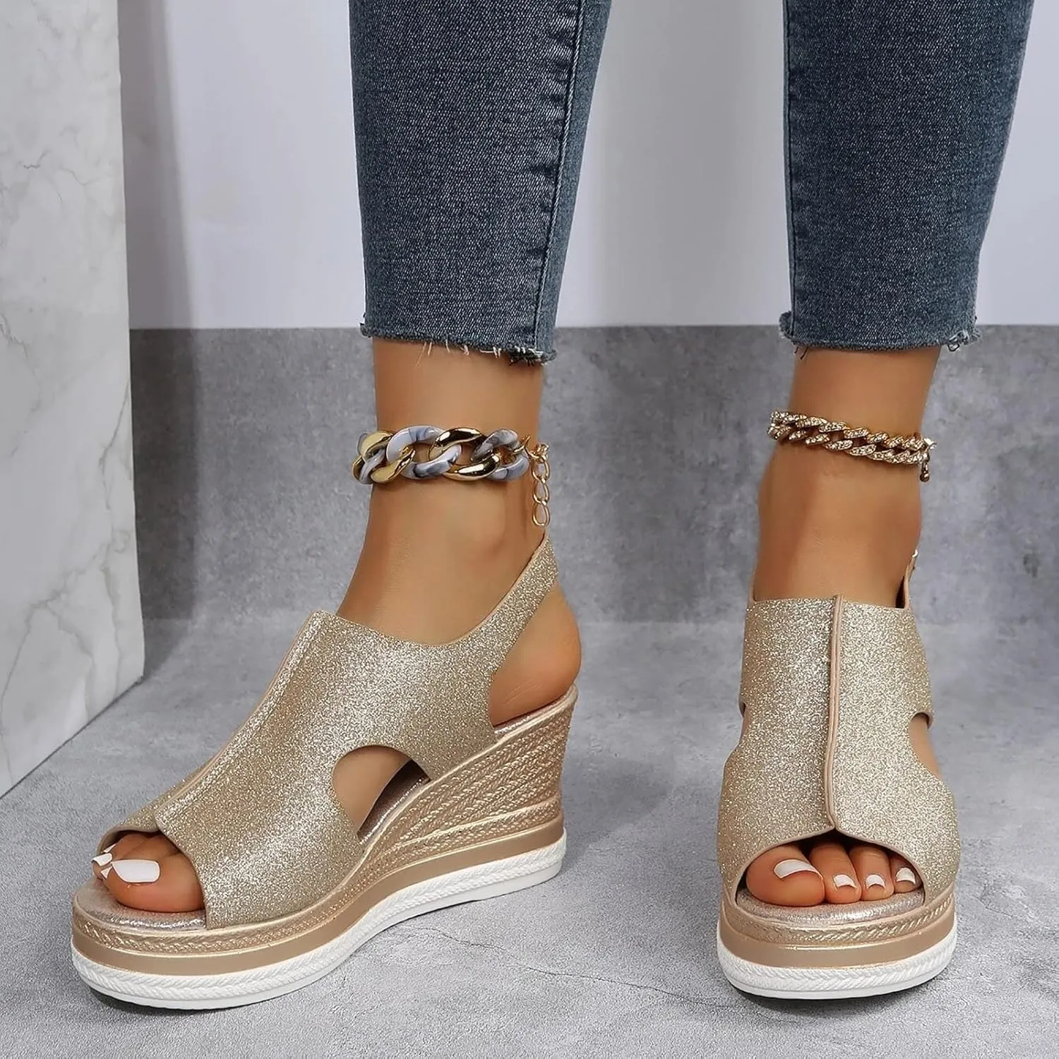 Wedges for Womens Wedge Sandals for Womens Heels Shoes Casual Slip on Summer Beach Girls Ladies