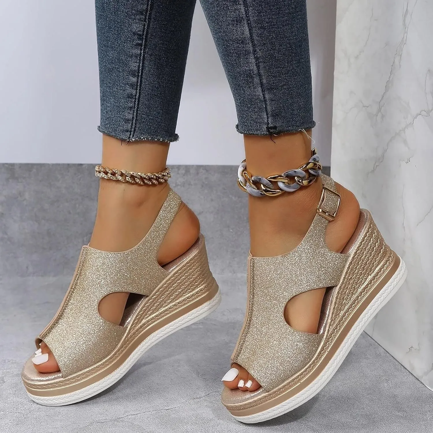 Wedges for Womens Wedge Sandals for Womens Heels Shoes Casual Slip on Summer Beach Girls Ladies