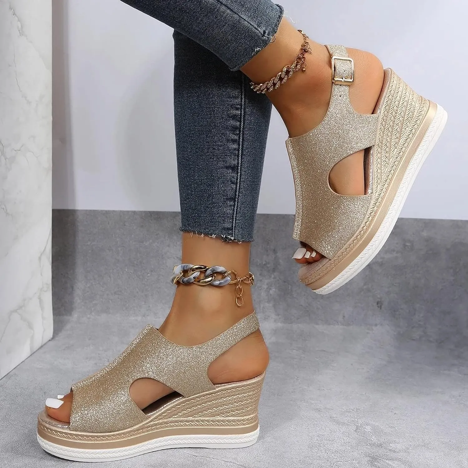 Wedges for Womens Wedge Sandals for Womens Heels Shoes Casual Slip on Summer Beach Girls Ladies