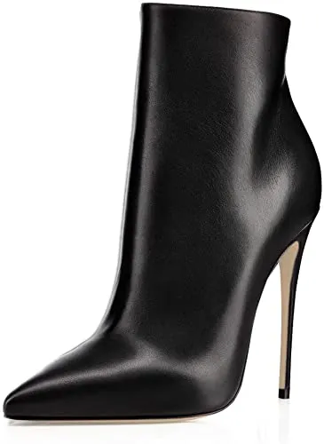 White Leather Zipper Stiletto Heel Boots