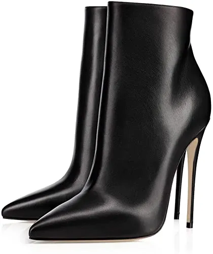 White Leather Zipper Stiletto Heel Boots