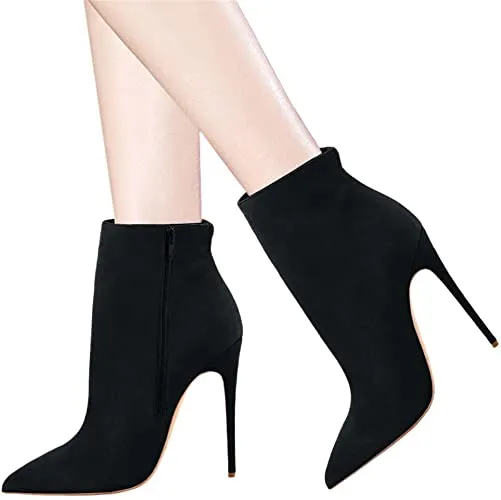 White Leather Zipper Stiletto Heel Boots