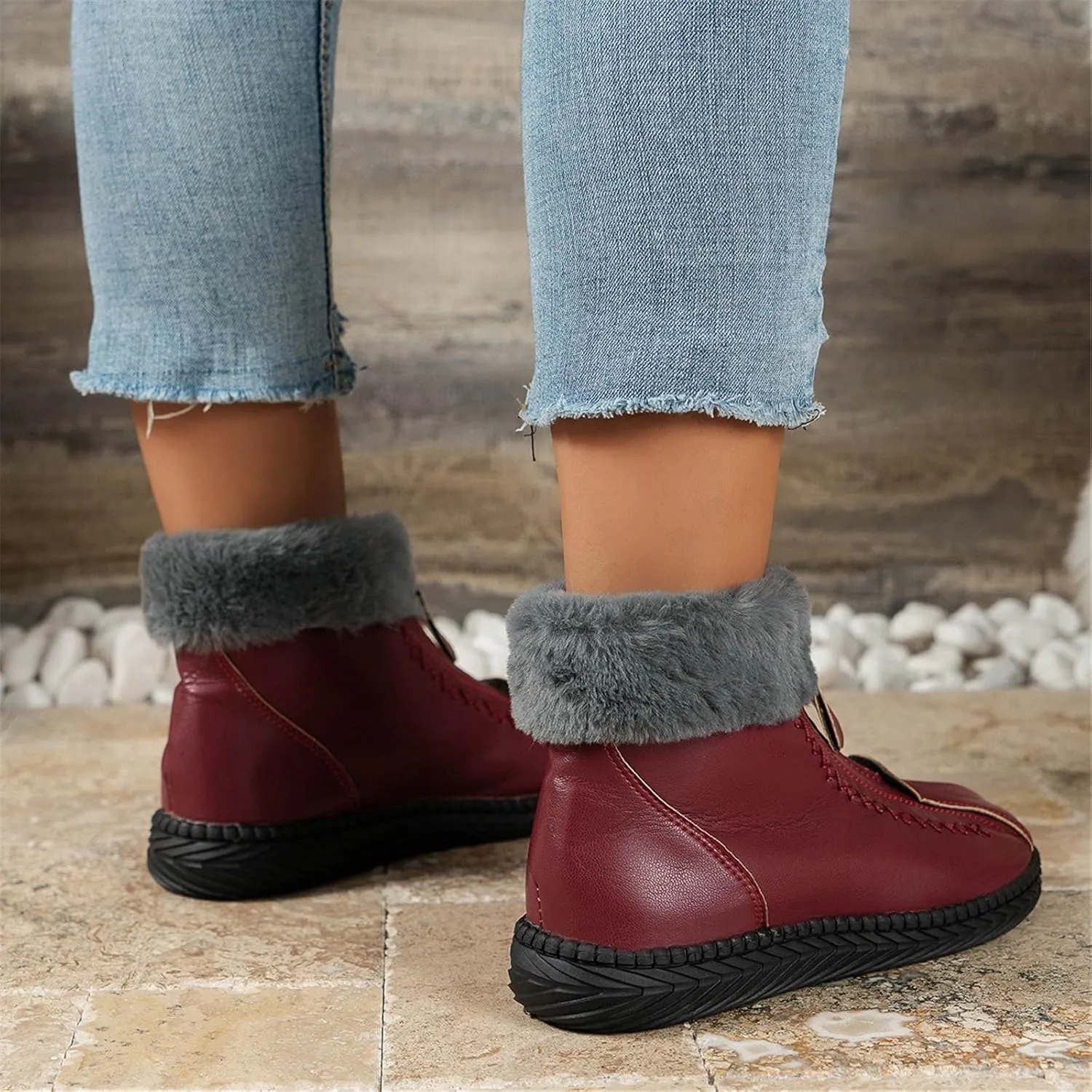 Winter Hiking Boots for Women Waterproof Snow Zipper Womens Winter Boots Waterproof Insulated Ankle Womens Slip on Winter Boots Ankle Womens Waterproof Boots Snow Snow Shoes for Women Extra Wide