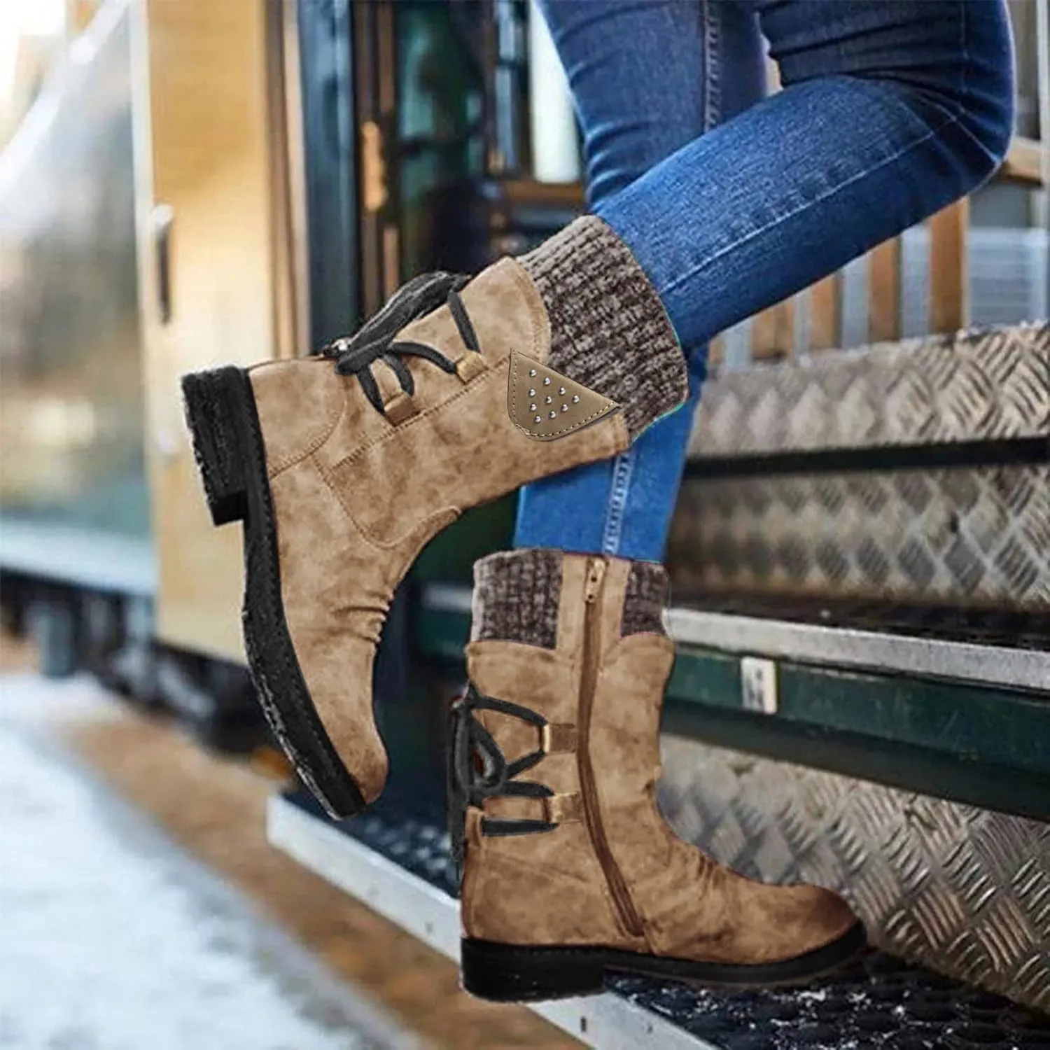 Winter Snow Boots for Women 2023 Womens Black Snow Boots Womens Snow Pants Waterproof Insulated Womens Waterproof Insulated Boots Wide Calf Botas De Invierno Para Mujer Tacon Alto