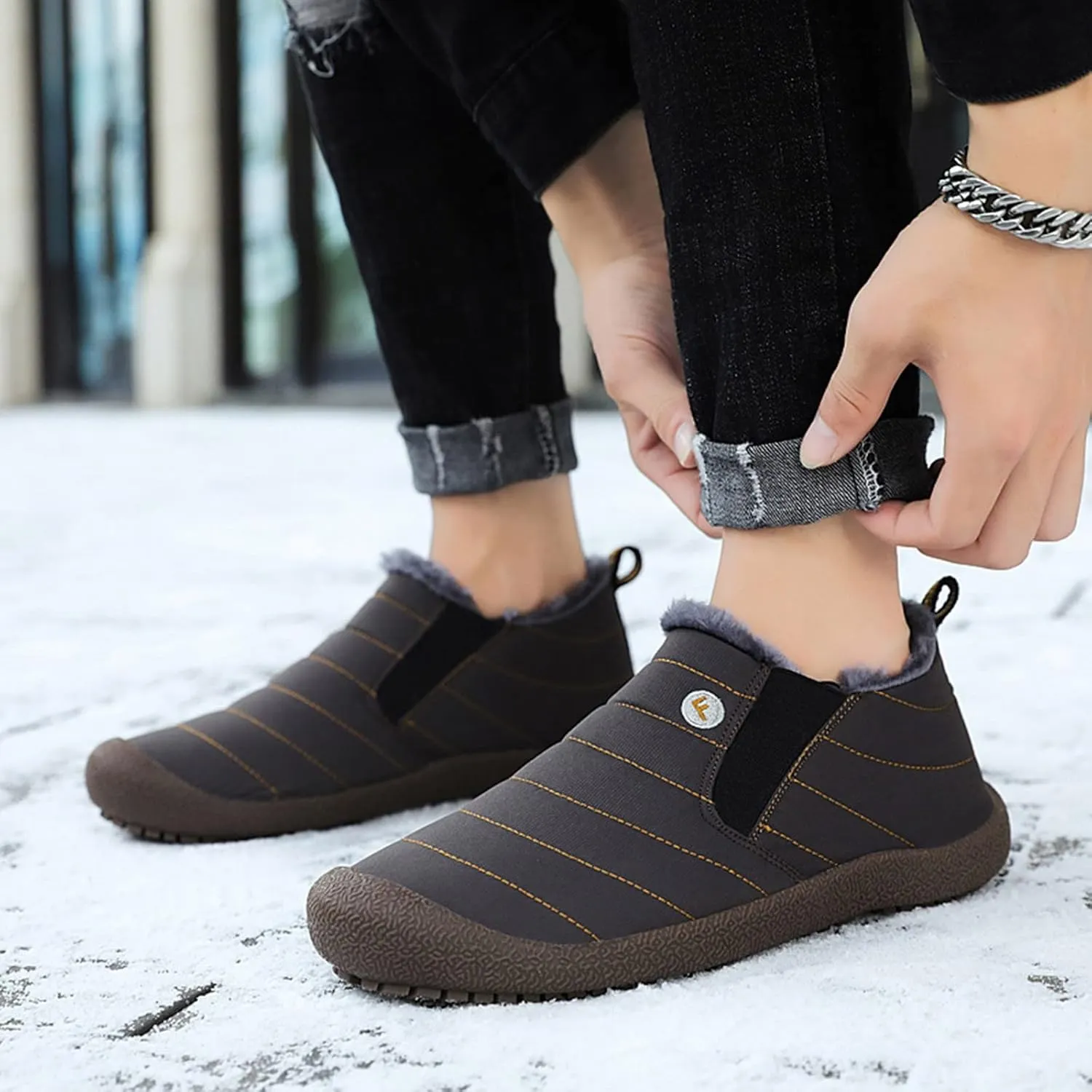 Winter Snow Boots for Women Slip on Womens Tall Pull on Snow Boots Womens Winter Boots Zipper Grey Waterproof Winter Womens Boots Size 10 Botas Termicas Para El Trabajo De Mujer