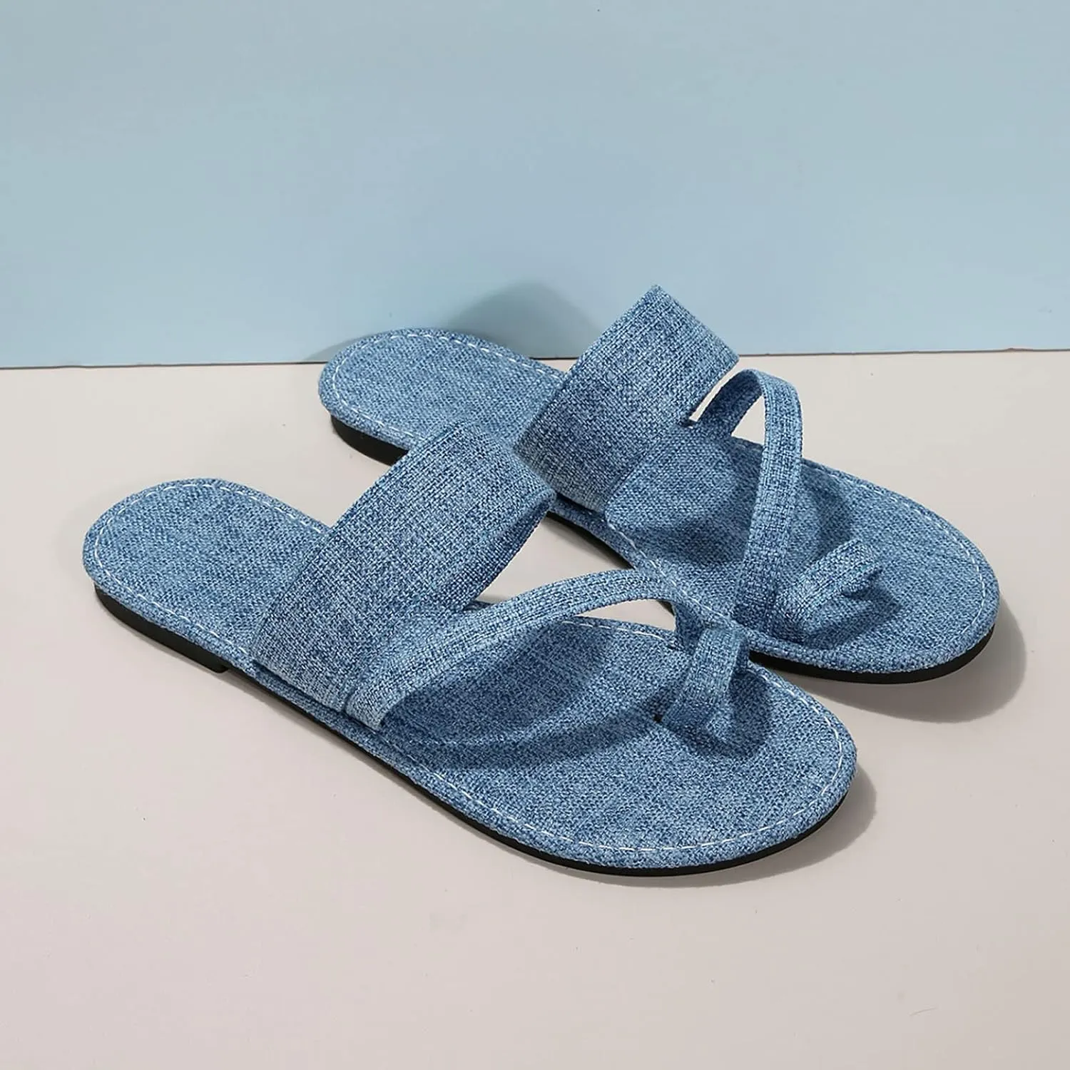 Womens Bath Slippers Size 8 Casual Denim Half Empty Slippers Flat Sandals Womens Slippers Size 11 Open Toe