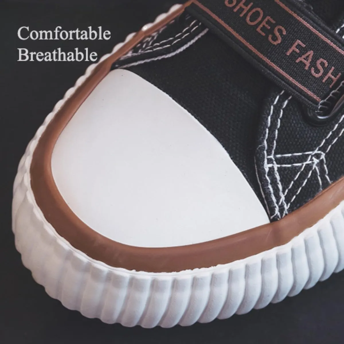 Women's Bear Canvas Sneakers Hook & Loop Breathable Anti-Slip Rubber Sole Fashion Stake Shoes for Girls