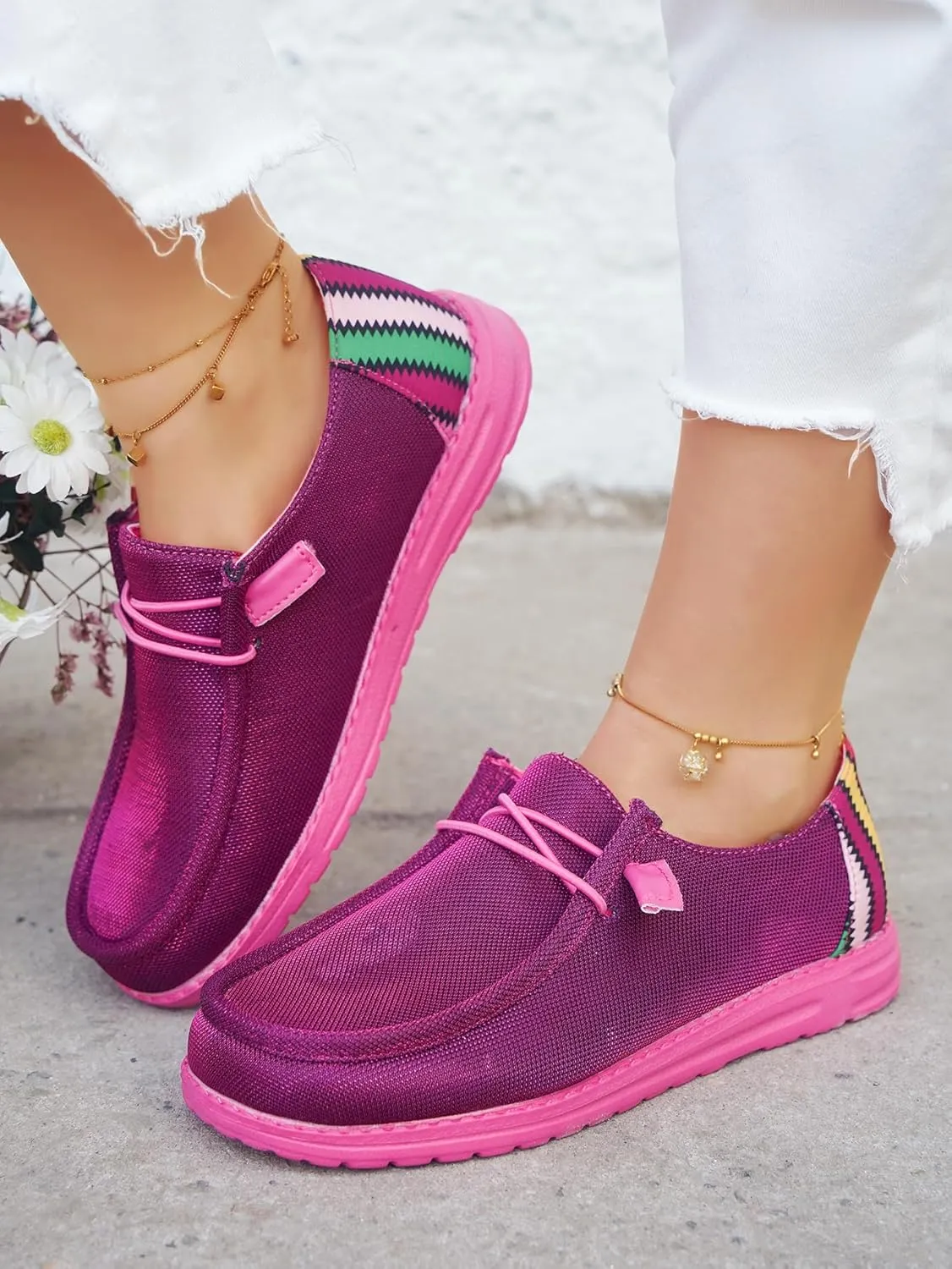 Women's Casual Boat Shoes Slip-on Loafers Lace-up Lightweight Breathable Orthopedic Easy Wear Walking Driving Outdoor Sneakers