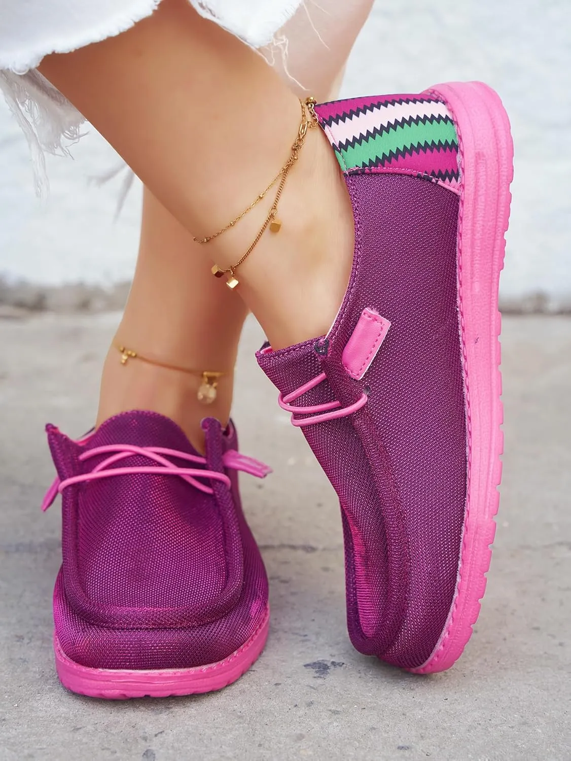 Women's Casual Boat Shoes Slip-on Loafers Lace-up Lightweight Breathable Orthopedic Easy Wear Walking Driving Outdoor Sneakers