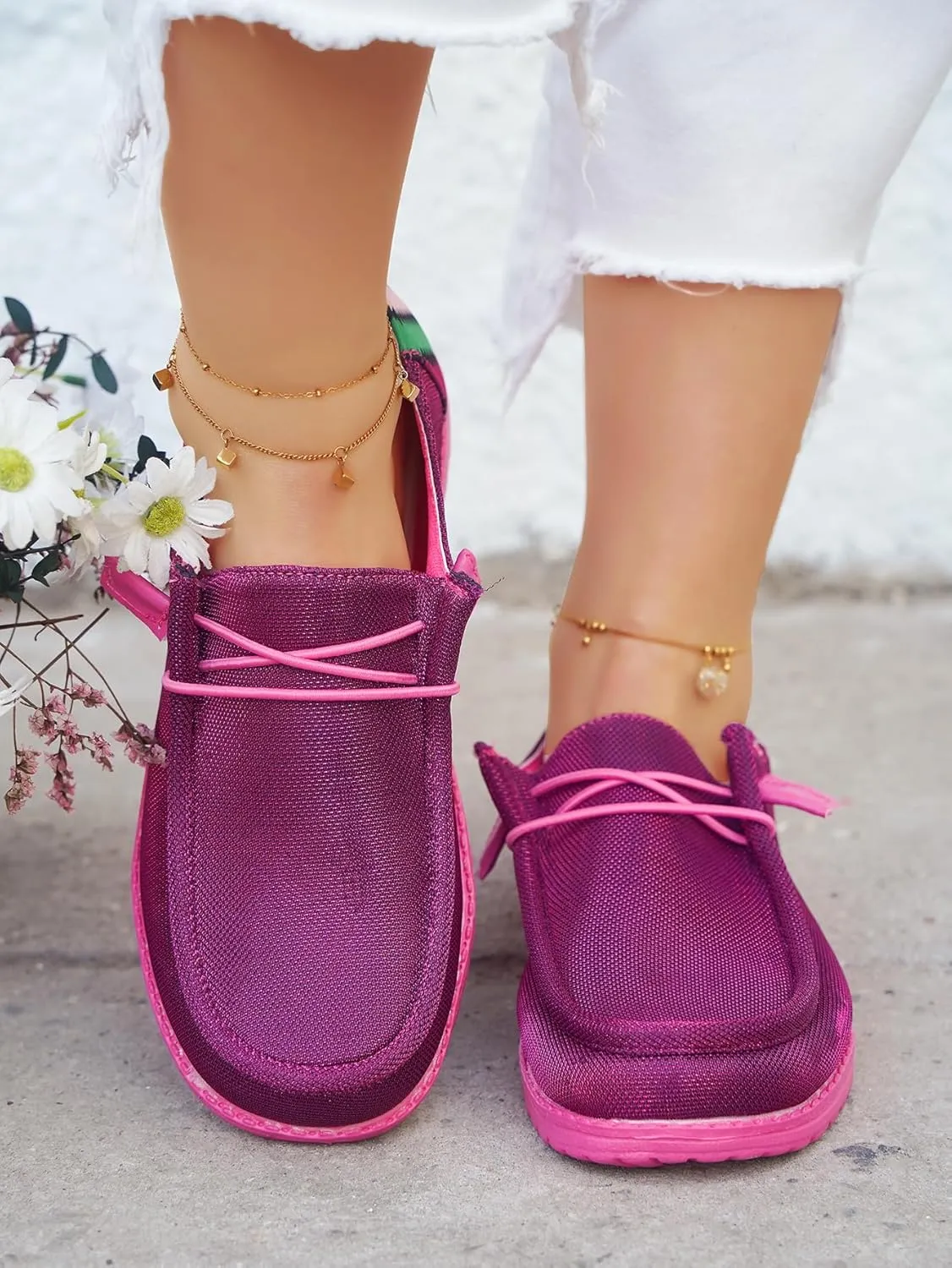 Women's Casual Boat Shoes Slip-on Loafers Lace-up Lightweight Breathable Orthopedic Easy Wear Walking Driving Outdoor Sneakers