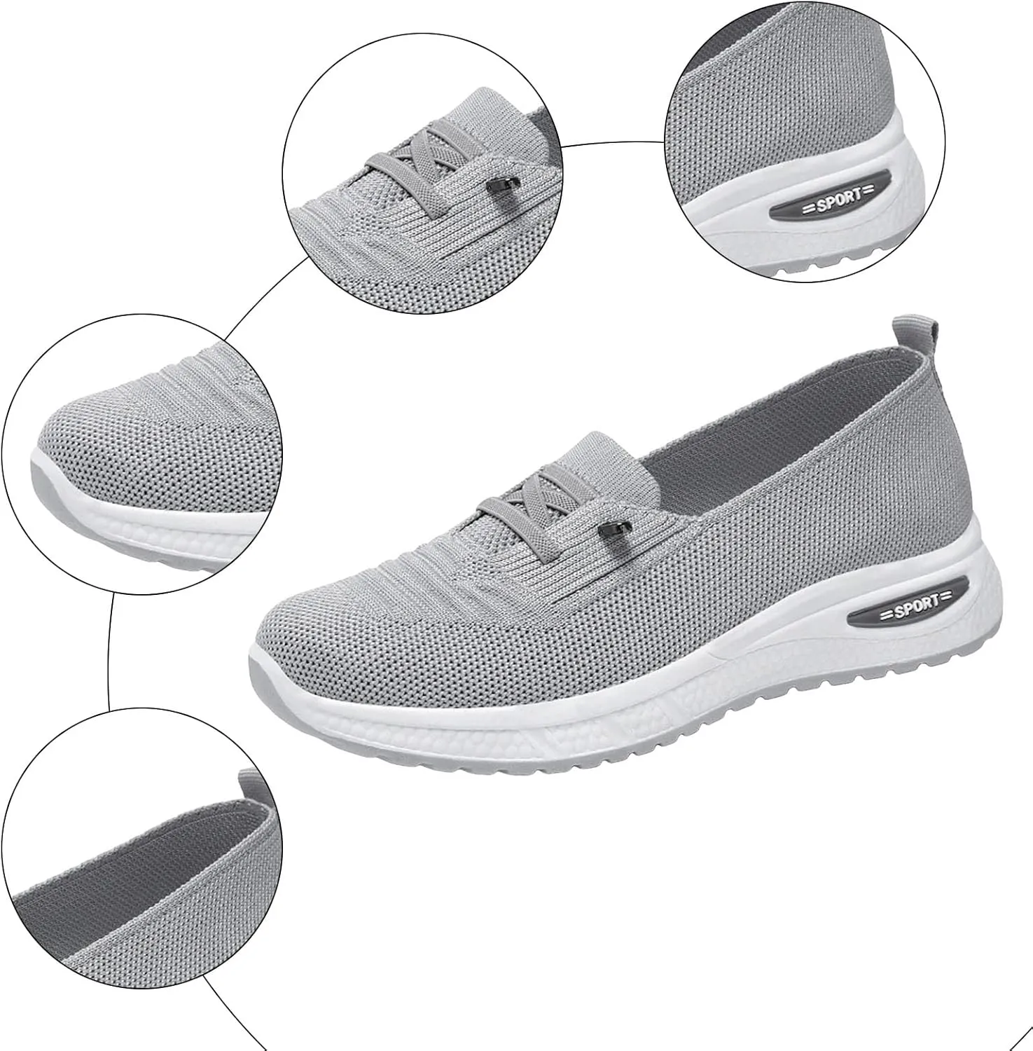Womens Casual Walking Shoes Slip On 2025 Summer Lightweight Womens Sandals Comfortable Breathable Closed Toe Shoes