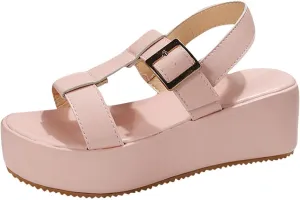 Women's Casual Wedge Sandals Breathable Walking Orthopedic Support Adjustable Ankle Strap Buckle Open Toe Platform Flat Soft Cushioned Footbed Slides Slip On Slippers Sandals Breathable