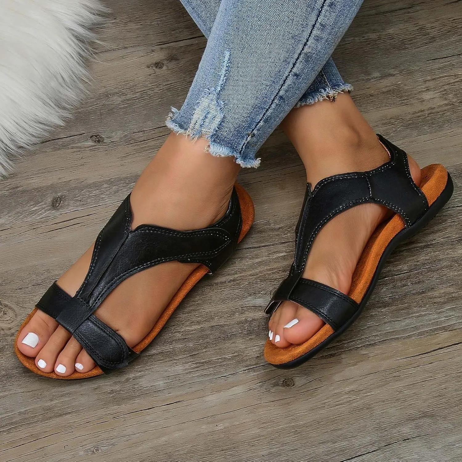 Women's Comfy Orthotic Sandals Womens Arch Support Flat Sandals Flat Arch Massage Casual Womens Water Sandals