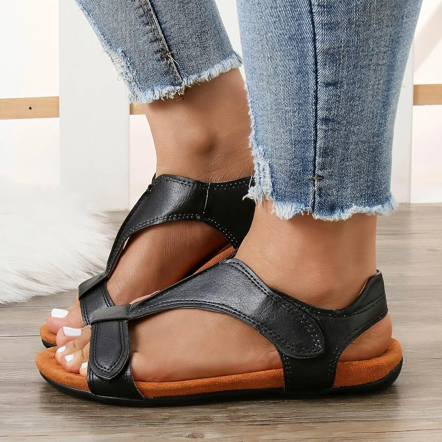 Women's Comfy Orthotic Sandals Womens Arch Support Flat Sandals Flat Arch Massage Casual Womens Water Sandals
