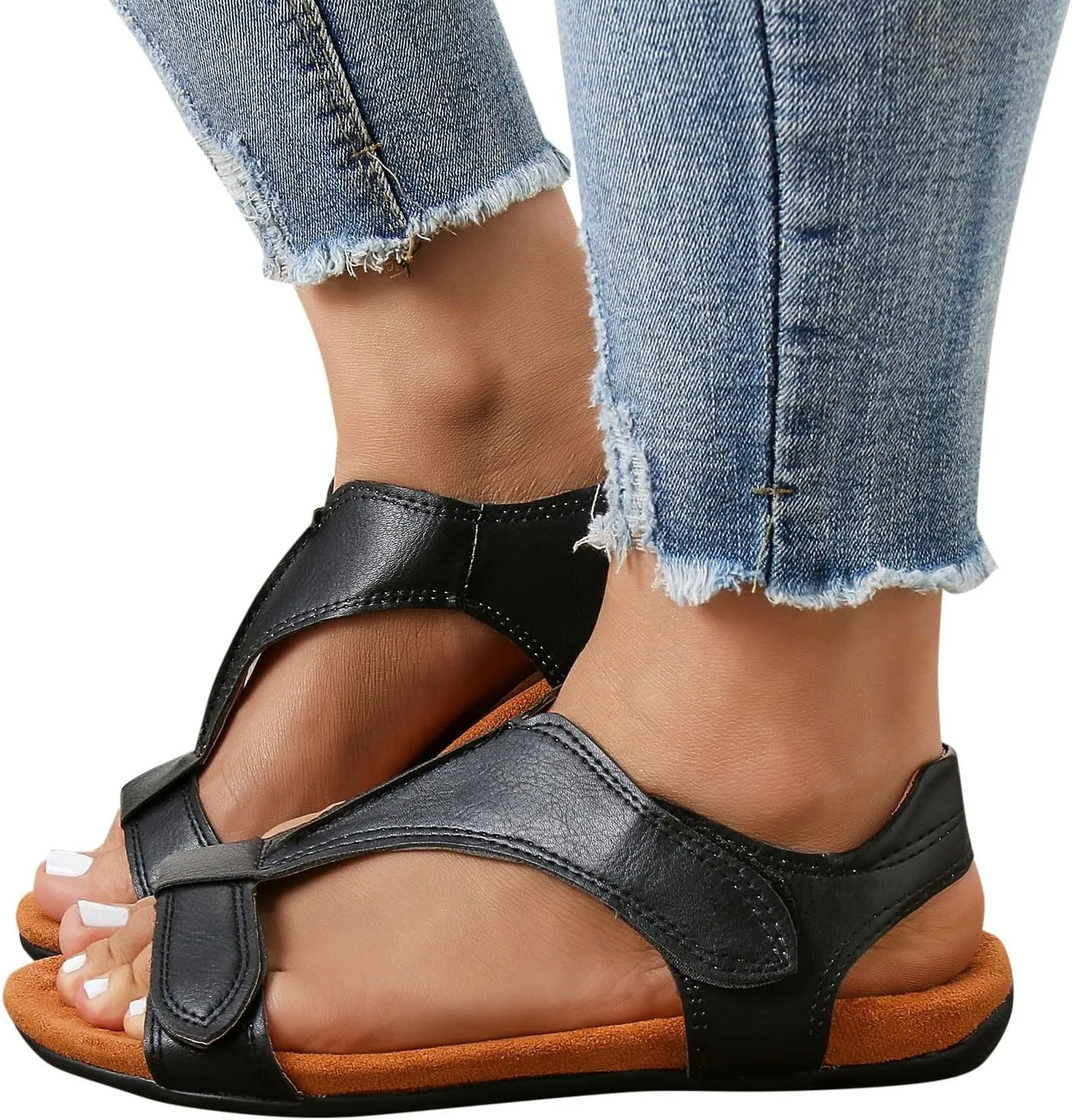 Women's Comfy Orthotic Sandals Womens Arch Support Flat Sandals Flat Arch Massage Casual Womens Water Sandals