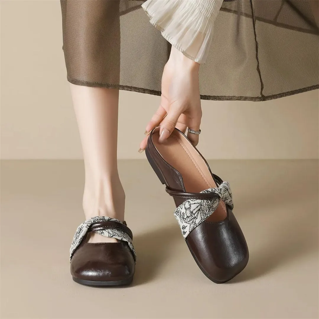 WomenS Concise Flat Heel Microfiber Leather Shallow Pull On Mules for Daily Shopping and Walking