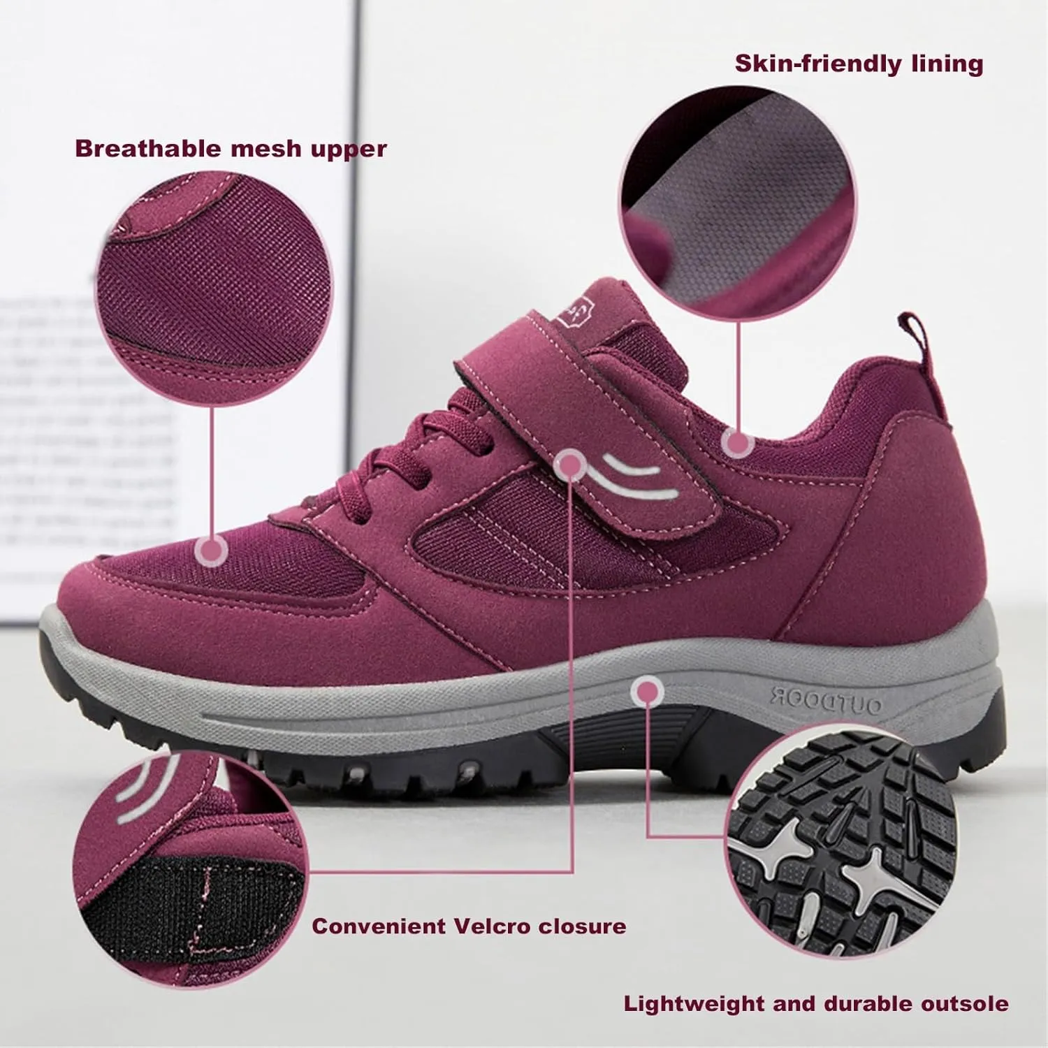 Women's Elderly Shoes,Adjustable Buckle Wide Orthopedic Shoes