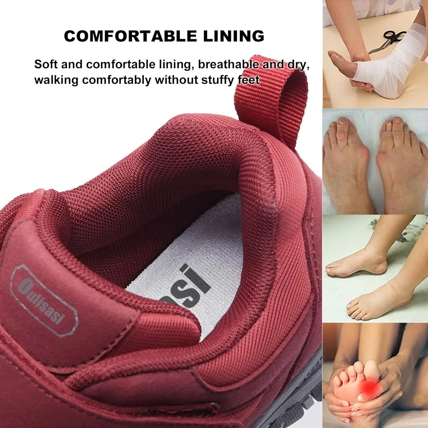 Women's Elderly Shoes,Adjustable Buckle Wide Orthopedic Shoes
