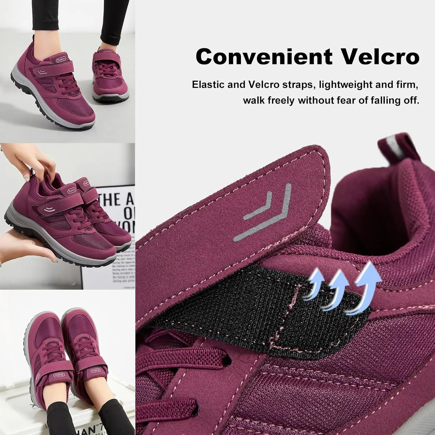 Women's Elderly Shoes,Adjustable Buckle Wide Orthopedic Shoes