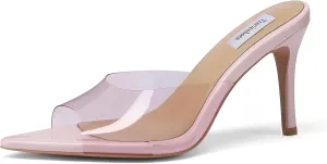 Women's Elegant Clear Pointed Open Toe Stiletto Heel Slide Sandals Sexy Slip On 3 inch High Heels Mules Slippers Summer Party Shoes