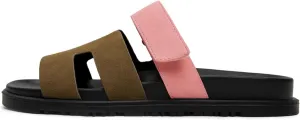 Womens Flat Sandals for Womens 2025 Summer Cute Leather Slippers Comfortable Non Slip ladies Platform Slide Sandal Mules