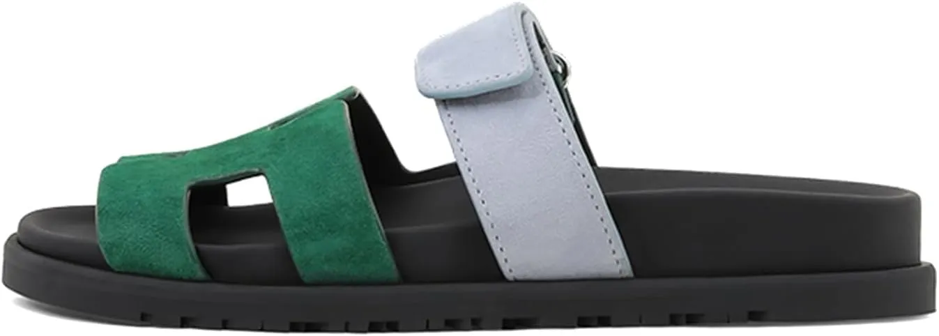 Womens Flat Sandals for Womens 2025 Summer Cute Leather Slippers Comfortable Non Slip ladies Platform Slide Sandal Mules