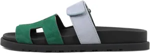 Womens Flat Sandals for Womens 2025 Summer Cute Leather Slippers Comfortable Non Slip ladies Platform Slide Sandal Mules