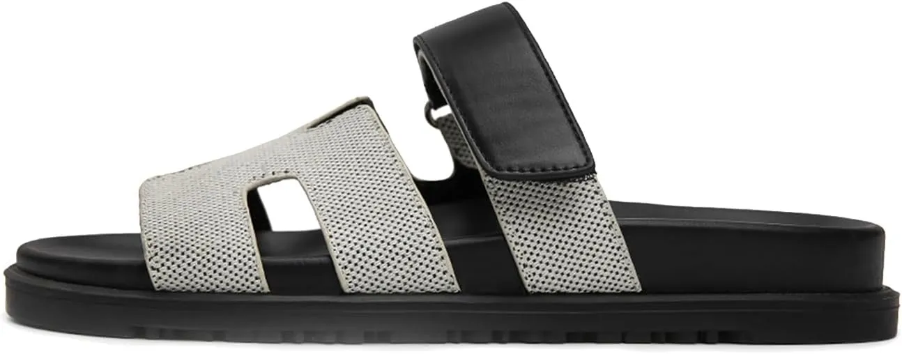 Womens Flat Sandals for Womens 2025 Summer Cute Leather Slippers Comfortable Non Slip ladies Platform Slide Sandal Mules
