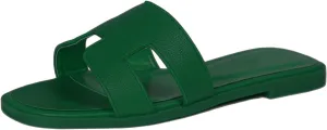 Womens Flat Sandals for Womens 2025 Summer Dressy Slippers Non Slip Comfortable Leather Slippers Cute Open Toe Shoes