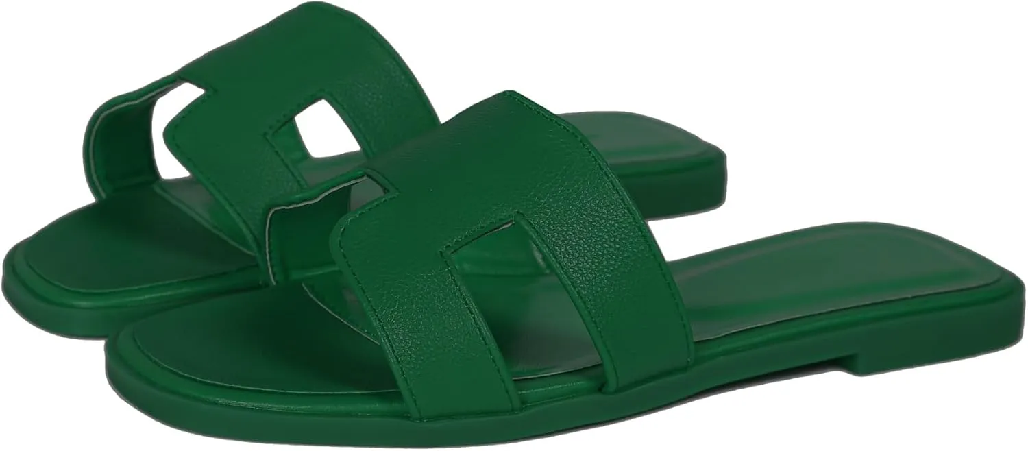 Womens Flat Sandals for Womens 2025 Summer Dressy Slippers Non Slip Comfortable Leather Slippers Cute Open Toe Shoes