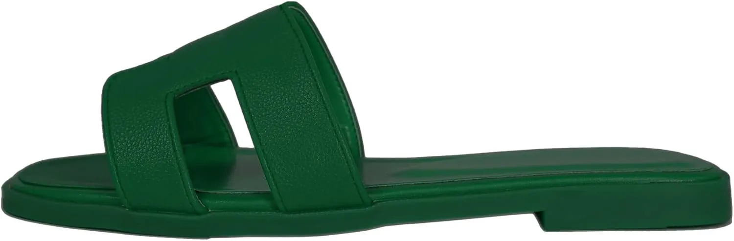Womens Flat Sandals for Womens 2025 Summer Dressy Slippers Non Slip Comfortable Leather Slippers Cute Open Toe Shoes