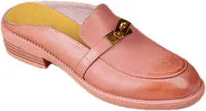 WomenS Genuine Leather Closed Toe Flat Mules Pull-On Outdoor Style with Platform Mules
