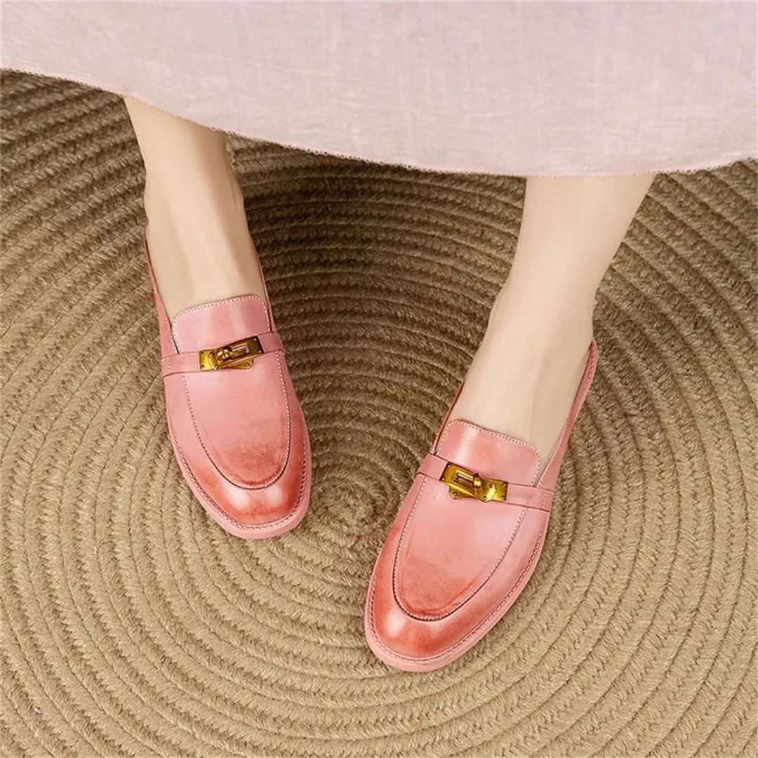 WomenS Genuine Leather Closed Toe Flat Mules Pull-On Outdoor Style with Platform Mules