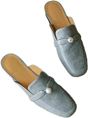 WomenS Genuine Leather Upper PU Lined Square Toe Pull On 2Cm Low Heel Comfortable Casual Mules