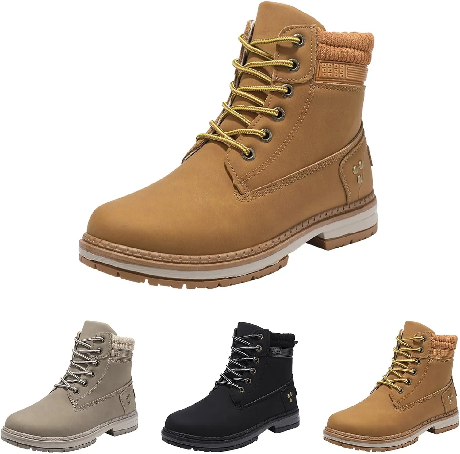 Womens Hiking Boots Combat Boots Womens Hiking Combat Boots Lace up Low Heel Waterproof Lightweight Versatile Boots