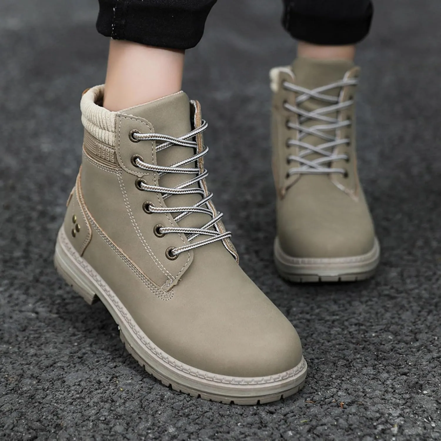 Womens Hiking Boots Combat Boots Womens Hiking Combat Boots Lace up Low Heel Waterproof Lightweight Versatile Boots