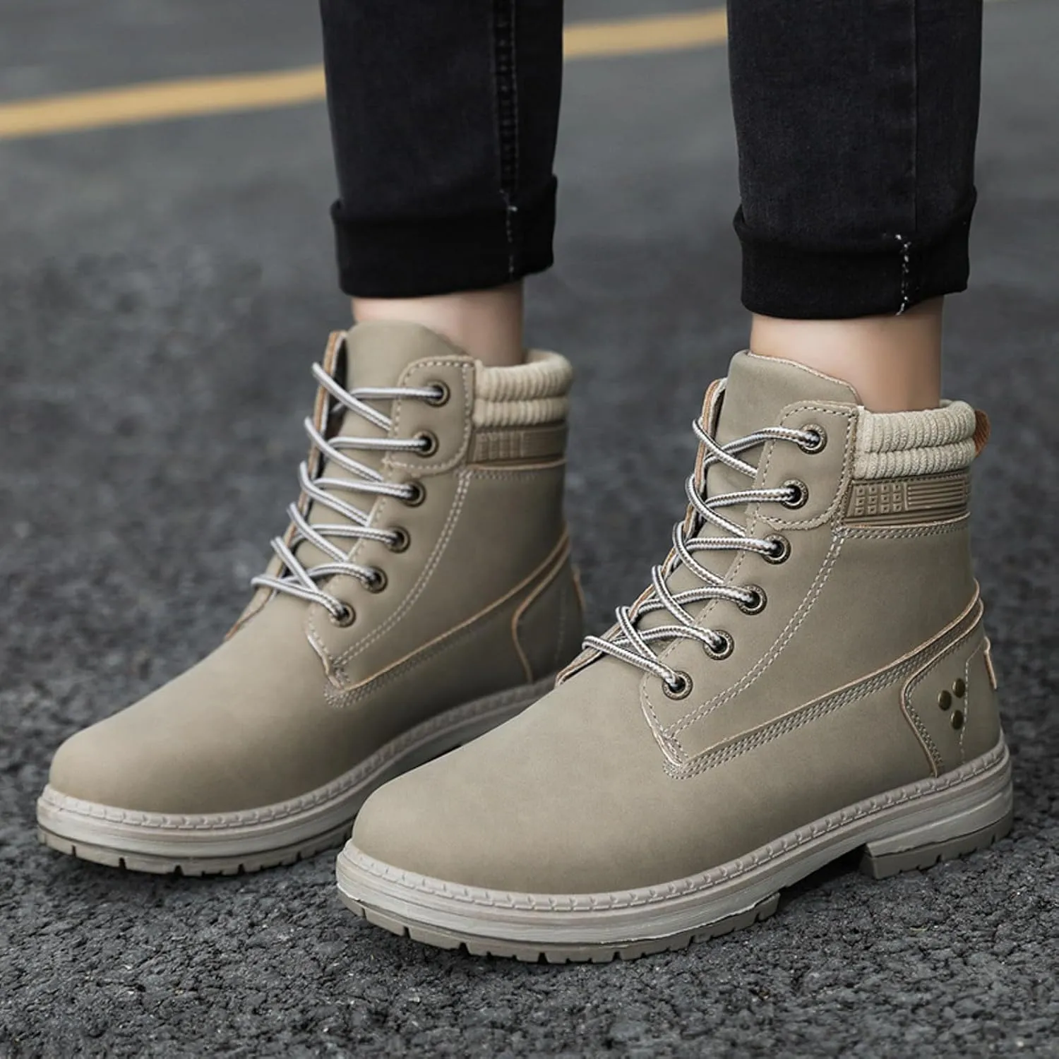 Womens Hiking Boots Combat Boots Womens Hiking Combat Boots Lace up Low Heel Waterproof Lightweight Versatile Boots