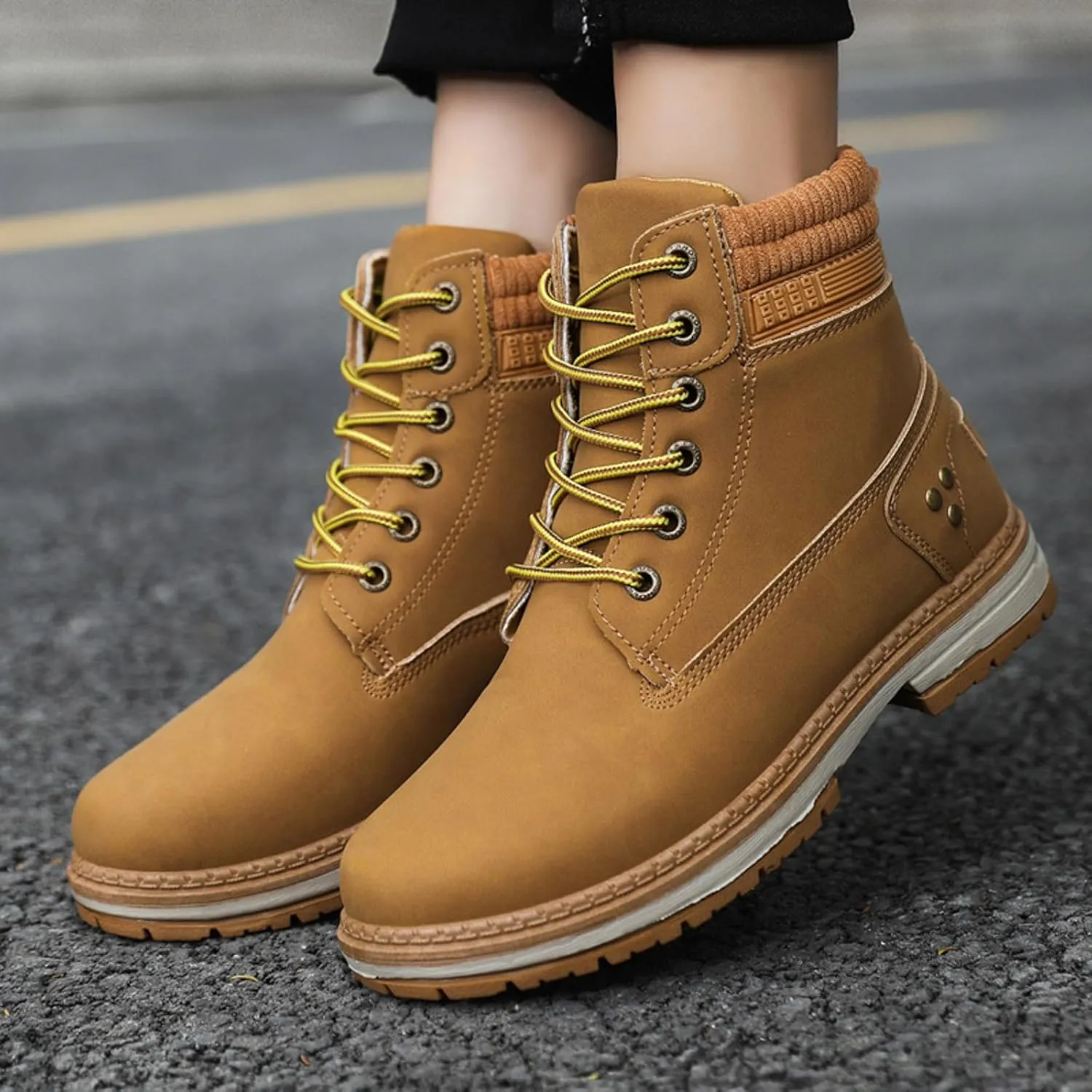 Womens Hiking Boots Combat Boots Womens Hiking Combat Boots Lace up Low Heel Waterproof Lightweight Versatile Boots
