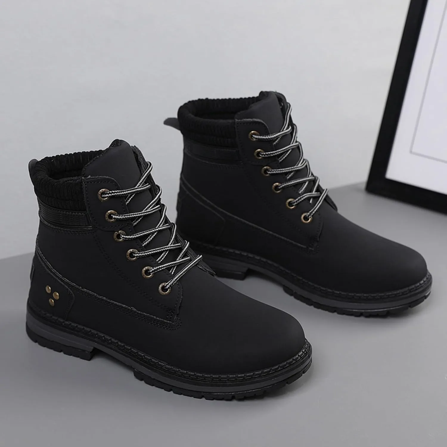 Womens Hiking Boots Combat Boots Womens Hiking Combat Boots Lace up Low Heel Waterproof Lightweight Versatile Boots