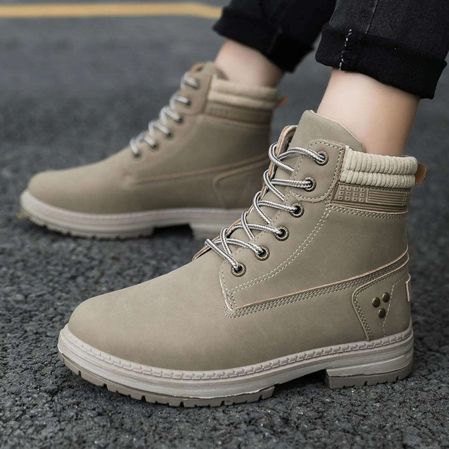 Womens Hiking Boots Combat Boots Womens Hiking Combat Boots Lace up Low Heel Waterproof Lightweight Versatile Boots