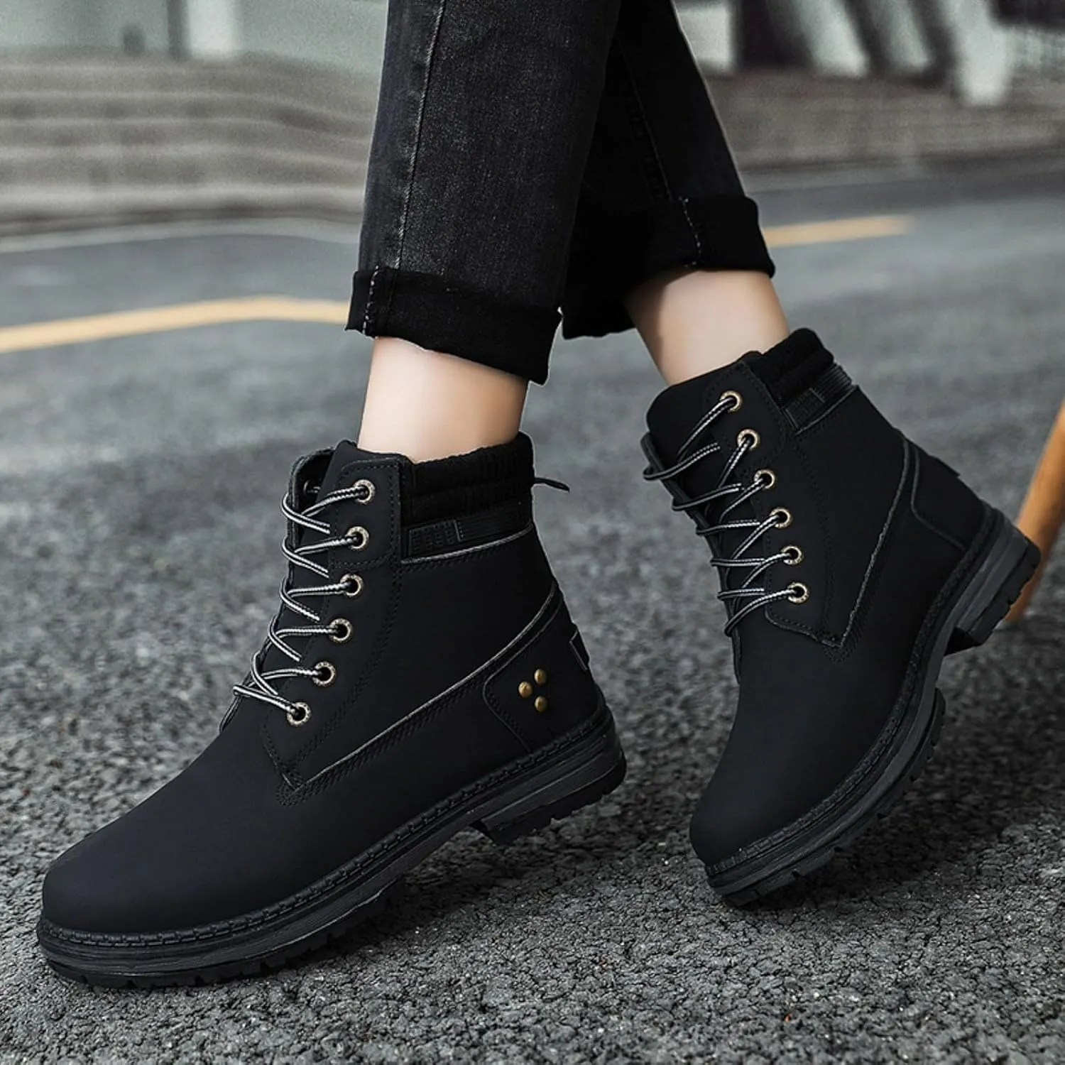Womens Hiking Boots Combat Boots Womens Hiking Combat Boots Lace up Low Heel Waterproof Lightweight Versatile Boots