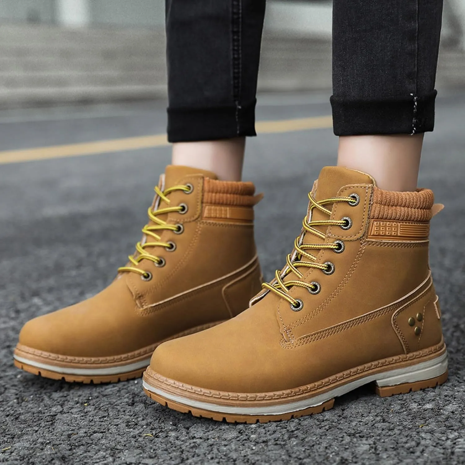Womens Hiking Boots Combat Boots Womens Hiking Combat Boots Lace up Low Heel Waterproof Lightweight Versatile Boots