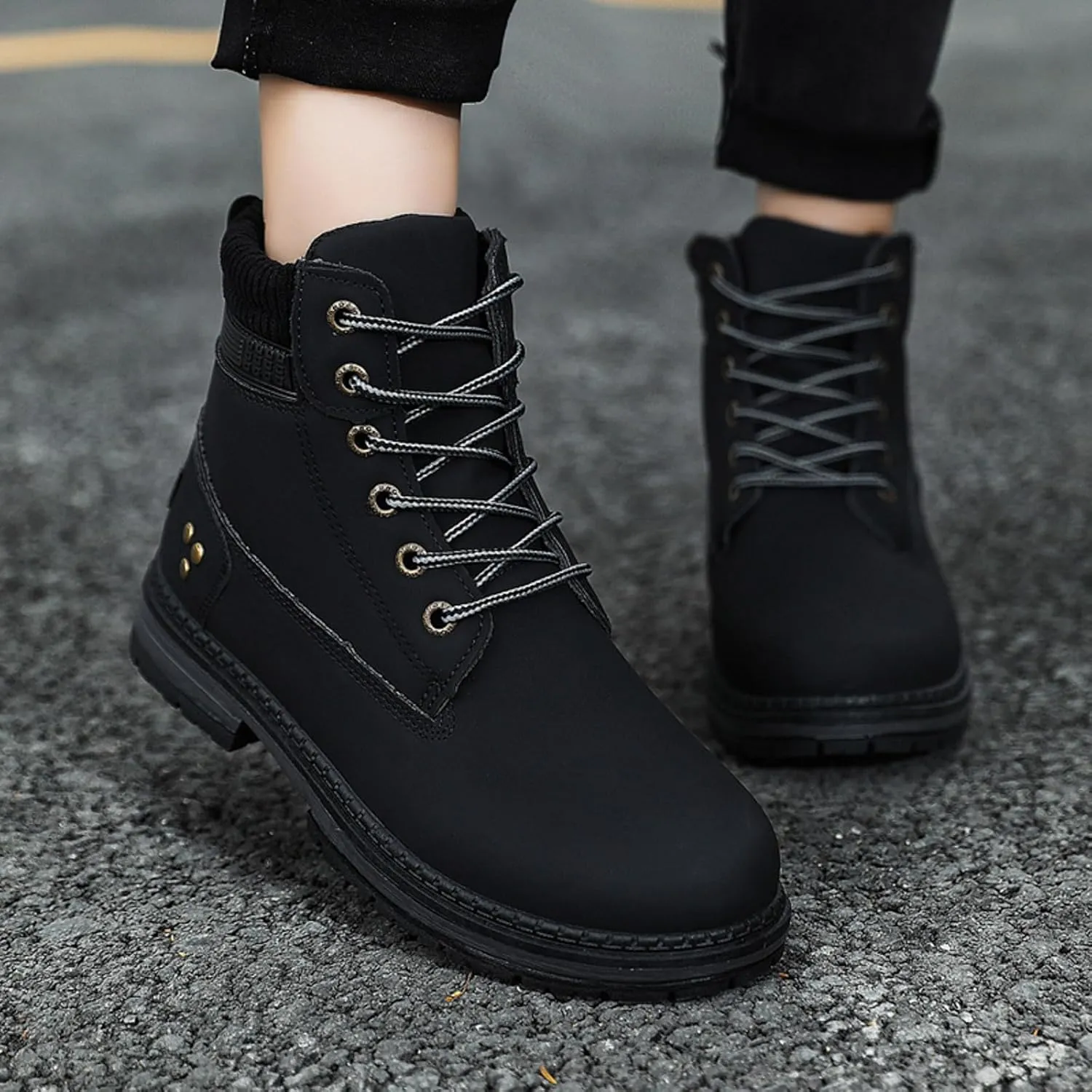 Womens Hiking Boots Combat Boots Womens Hiking Combat Boots Lace up Low Heel Waterproof Lightweight Versatile Boots