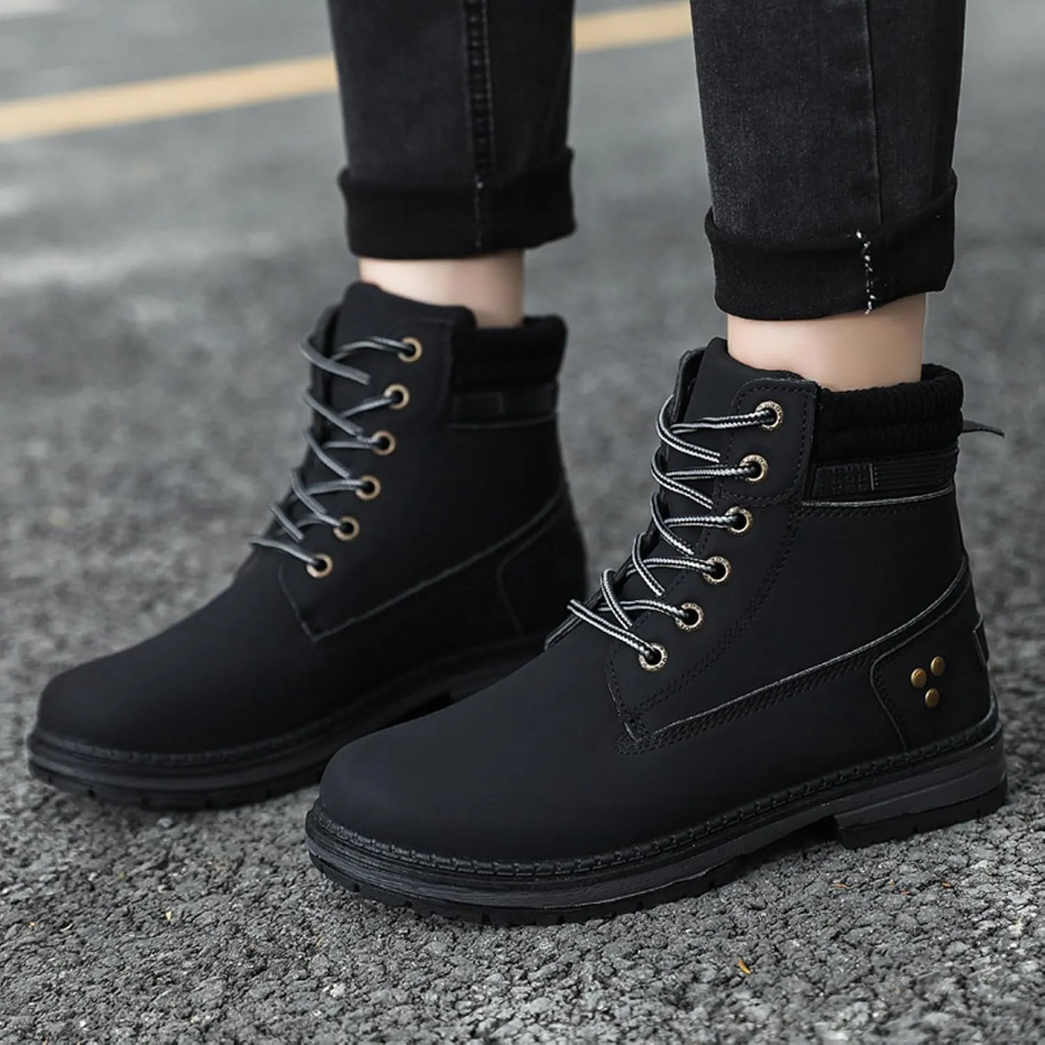 Womens Hiking Boots Combat Boots Womens Hiking Combat Boots Lace up Low Heel Waterproof Lightweight Versatile Boots